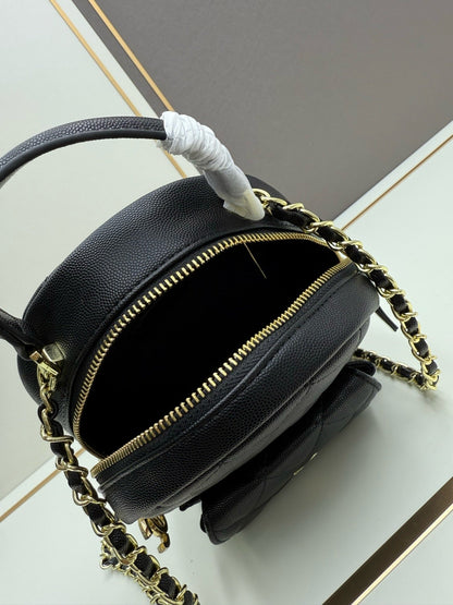 Duma Backpack Black Grained Calfskin & Gold-Tone Metal AS3787 B10218 94305