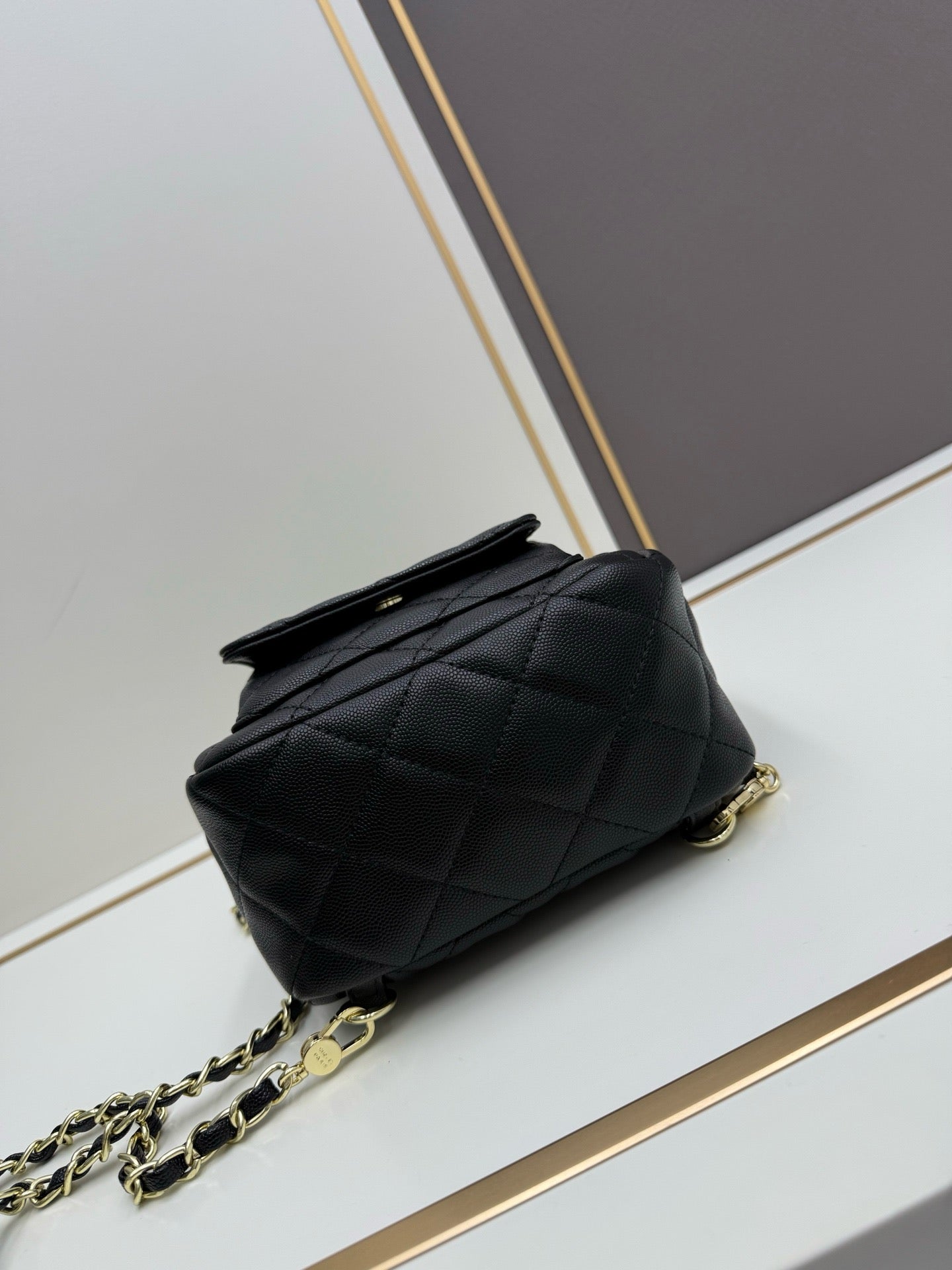 Duma Backpack Black Grained Calfskin & Gold-Tone Metal AS3787 B10218 94305