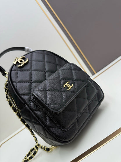 Duma Backpack Black Grained Calfskin & Gold-Tone Metal AS3787 B10218 94305