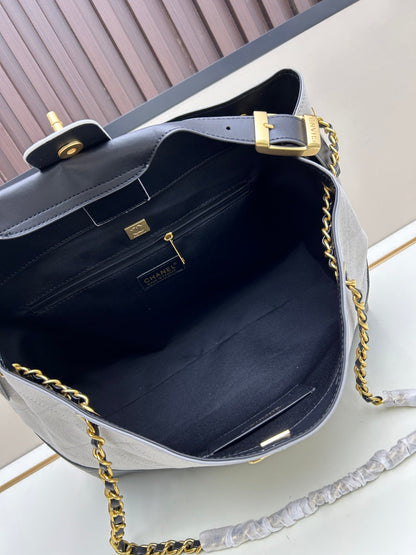 25A Handcrafted Collection Suede and Leather Tote Bag