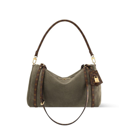 2026 Express MM Handbag Khaki Suede Calfskin M29230